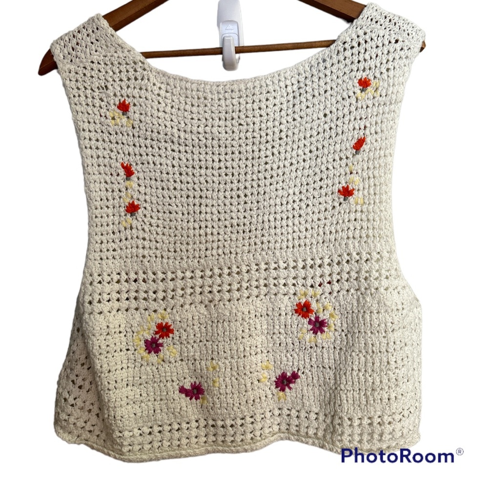FREE PEOPLE Wildflowers Knit Cropped Cardigan Size Large - Picture 5 of 15